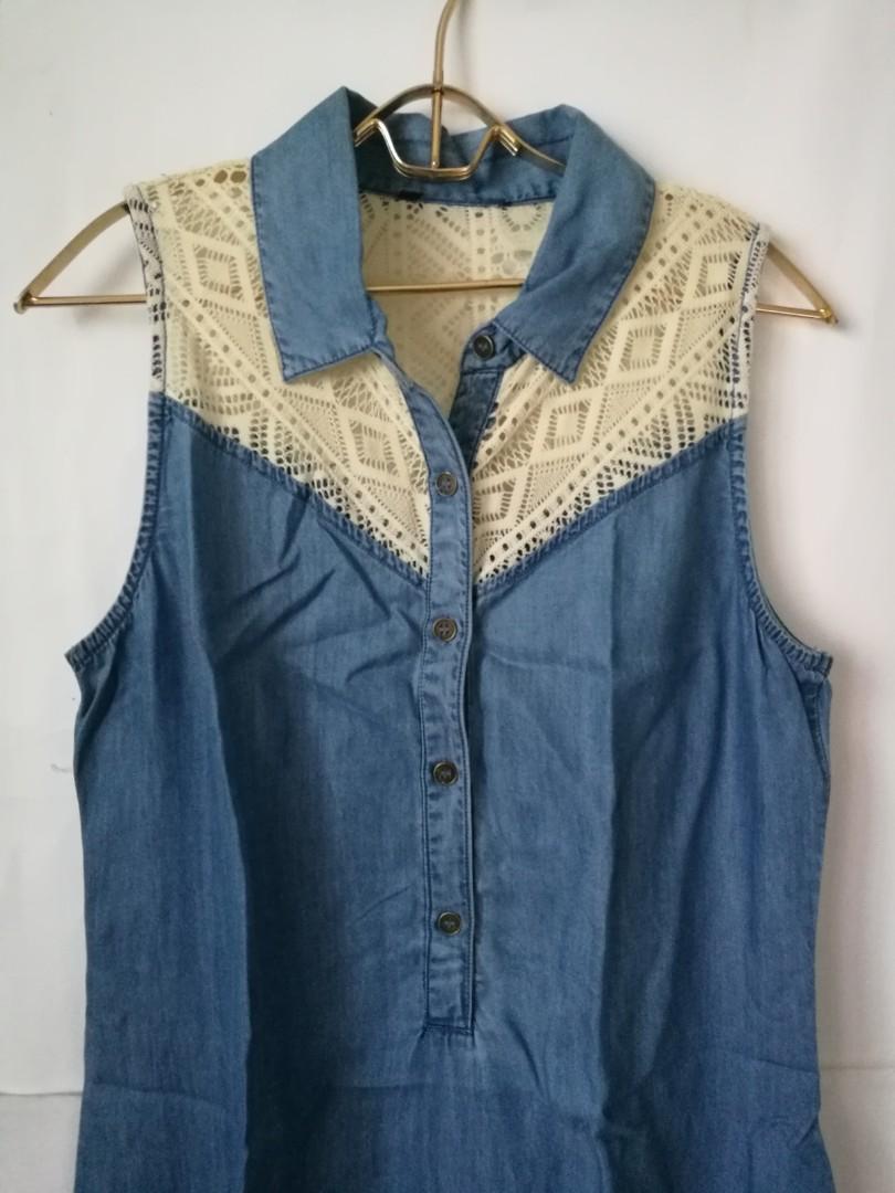 CHAMBRAY tribal lace pattern shirt dress (Category: Dresses) located in Quezon City. Submitted by dieldy2388 (Listing ID 277777869, Image 3). Description: lightly used - 18 inches wide - 36 inches long - has small belt loops - scoop hem.