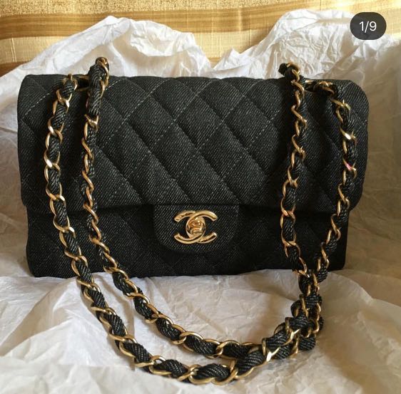 Chanel classic denim flap bag, Luxury, Bags & Wallets on Carousell