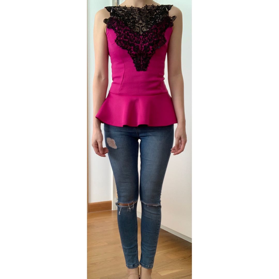 fuchsia ruffle top