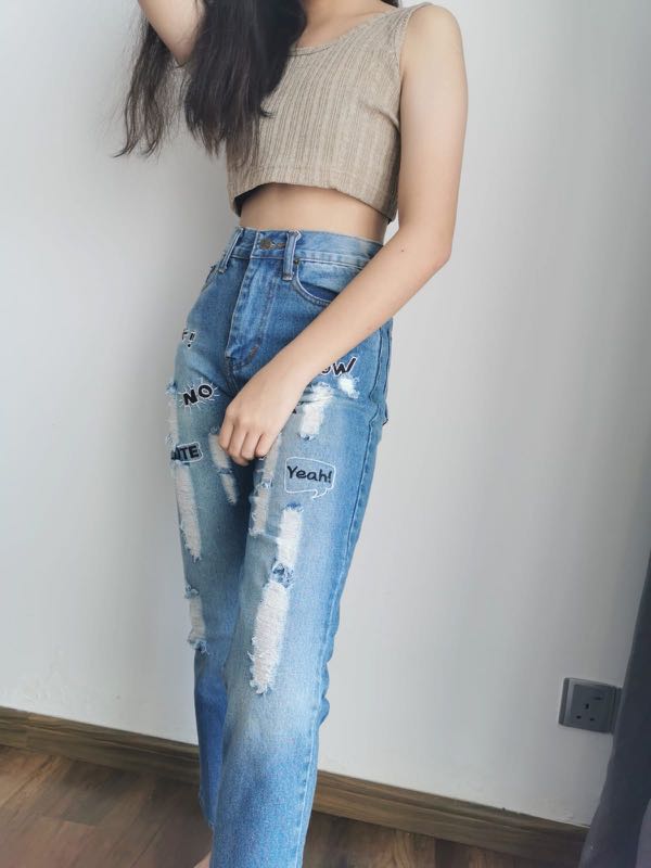crop ripped jeans