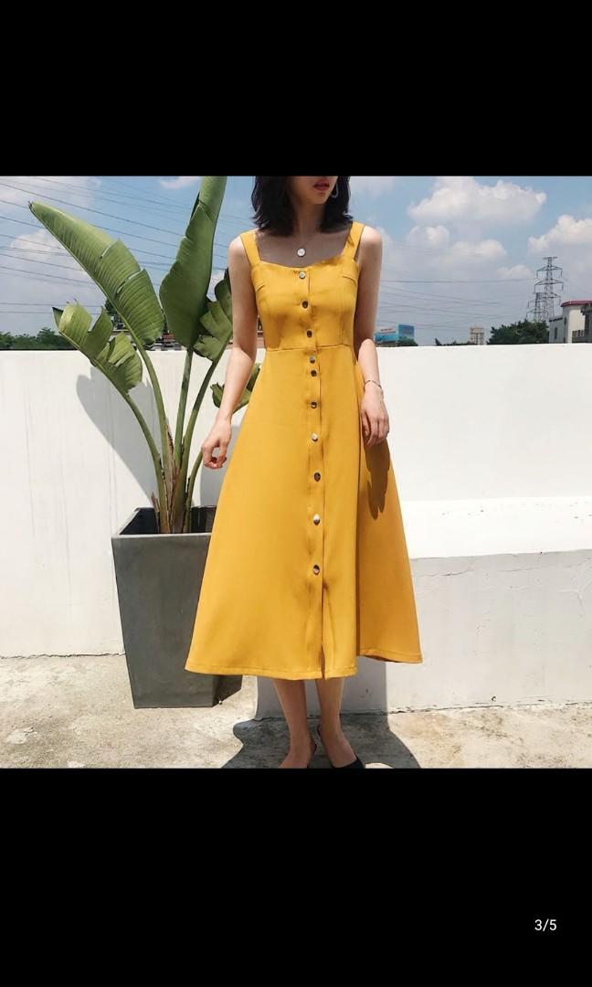 button down yellow dress