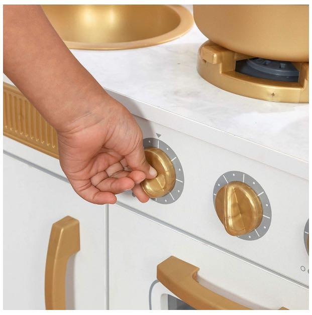 Kidkraft Exclusive Edition Modern White Play Kitchen With Gold