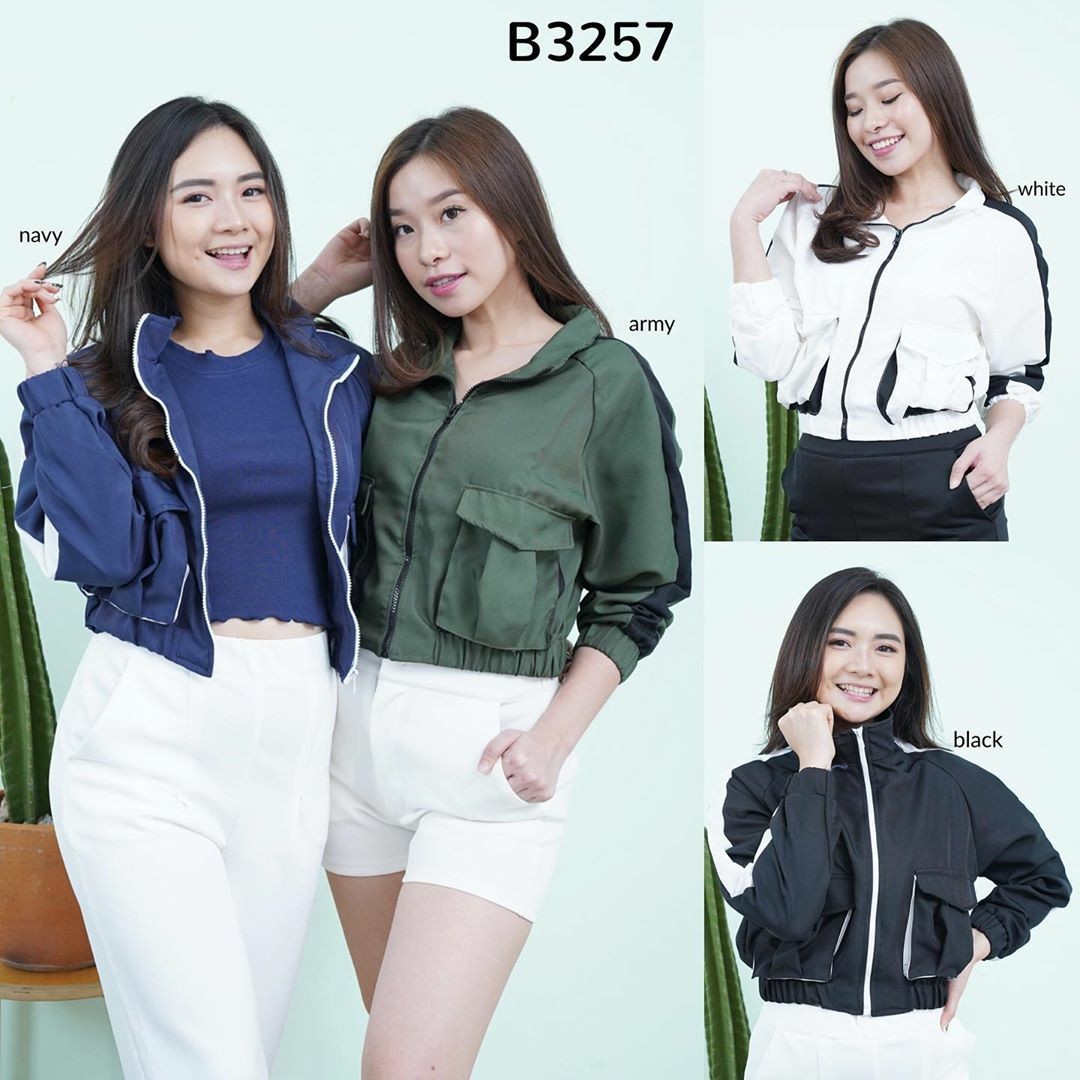 Kode B3257 Adjective Crop Bomber Jacket, Fashion,