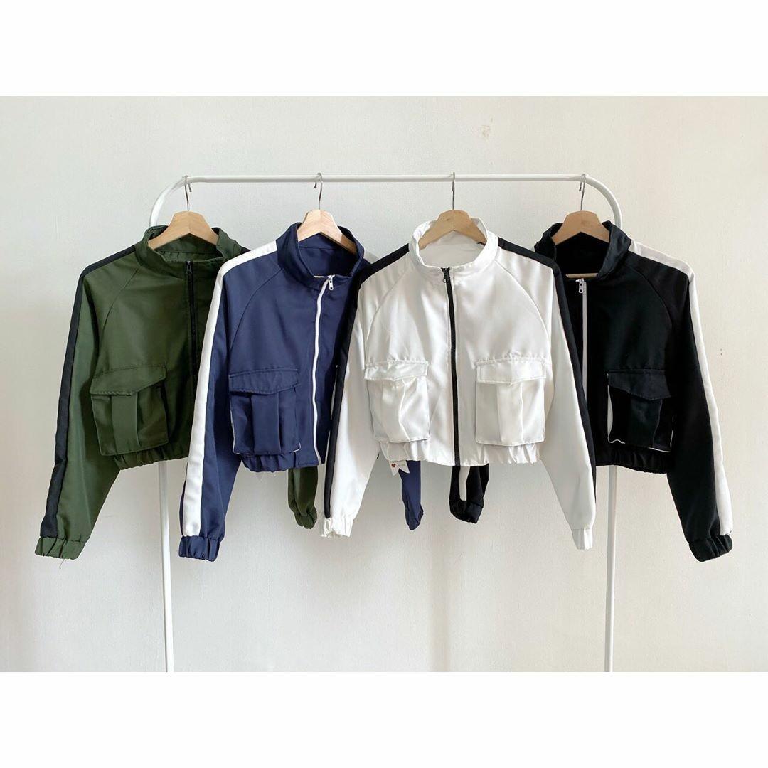 Kode B3257 Adjective Crop Bomber Jacket, Fashion,