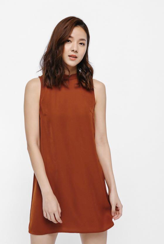 Mock neck shift dress