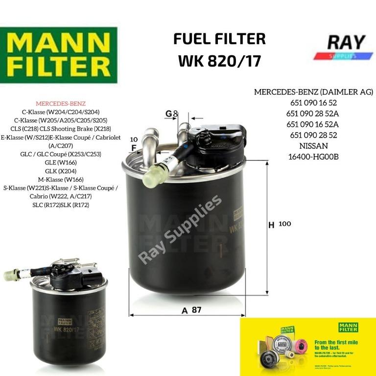 Mann Diesel Fuel Filter Wk0 17 With Integrated Heating Mercedes Benz C Klasse Cls E Klasse Glc Glk M Klasse S Klasse Car Accessories Accessories On Carousell