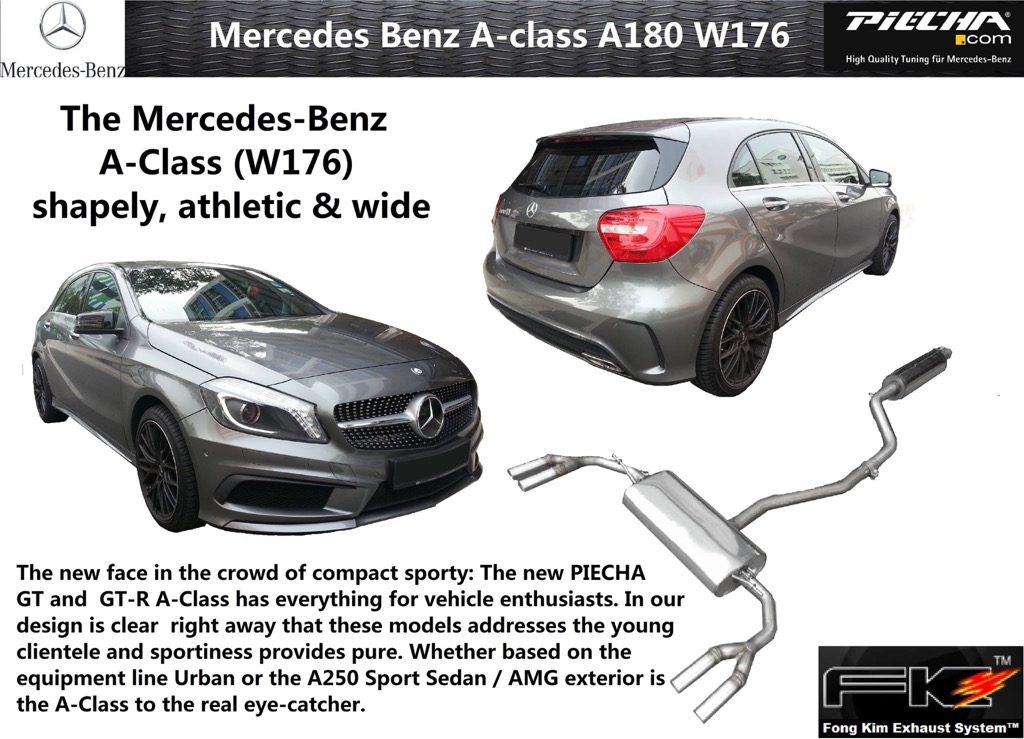 mercedes benz a180 a250 w176 on piecha cat back exhaust