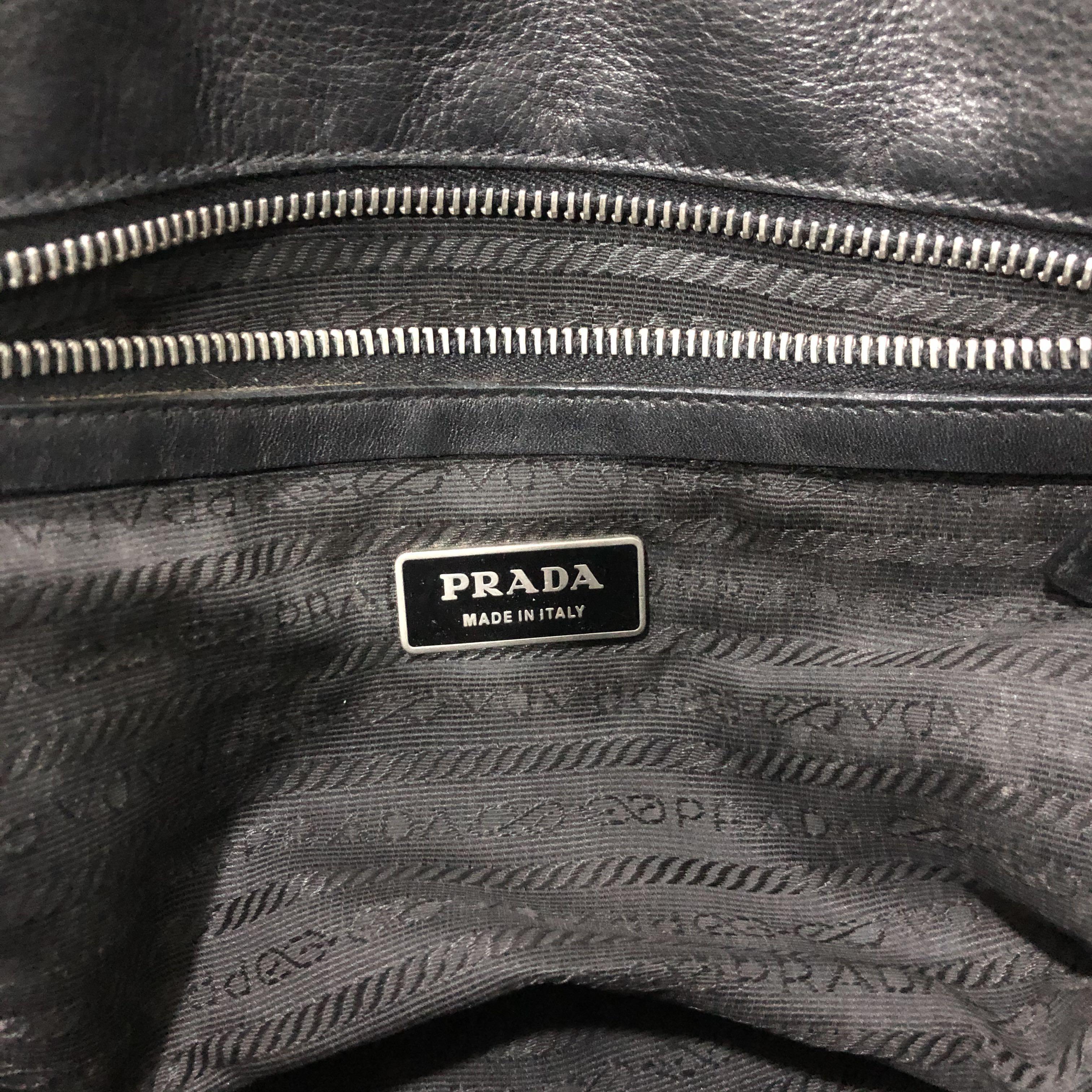 PRADA BLACK LEATHER SHOULDER BAG 207001496, Luxury, Bags & Wallets on Carousell