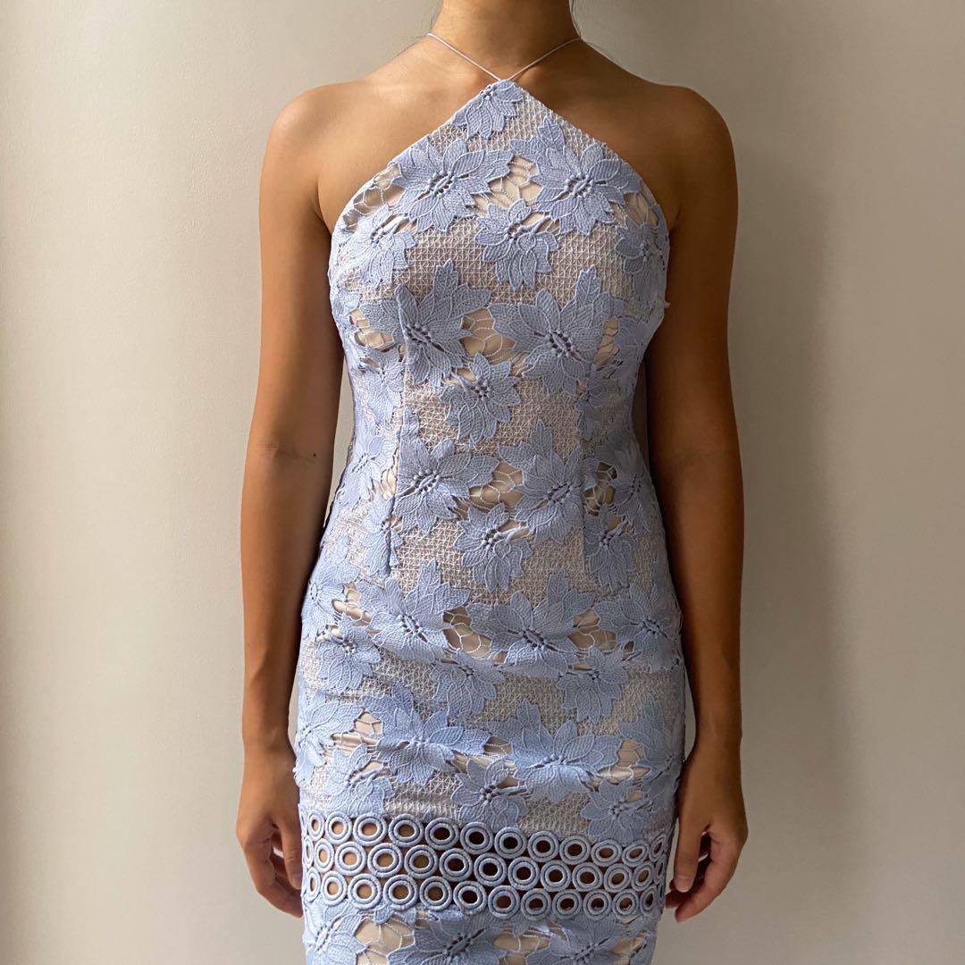 topshop blue lace dress