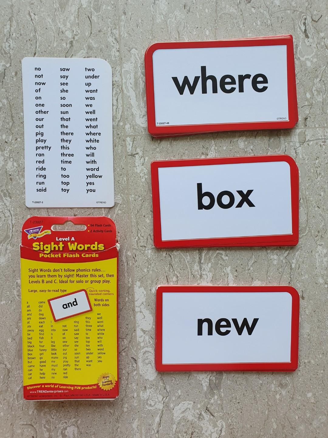 Trend Enterprises Sight Words Level A Pocket Flashcards, Hobbies & Toys ...