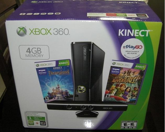 Refurbished xbox 360 4gb kinect console bundle top with kinect disneyland adventures and kinect adventures