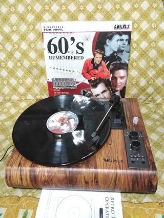 VOKSUN Retro Vintage Style Bluetooth Turntable Vinyl Plaka Record Player with Am Fm Radio