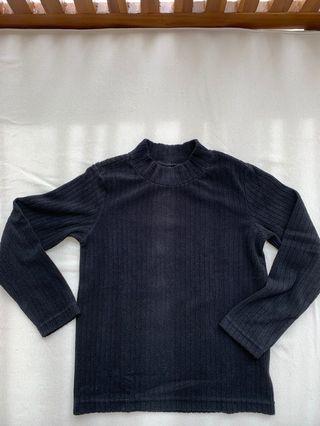 UNIQLO WARM KNIT HIGH NECK TOP KIDS BLACK PULLOVER SIZE 120 BLACK