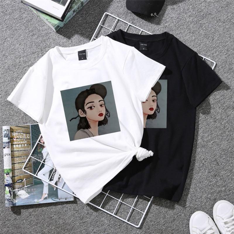 black white and red graphic tee