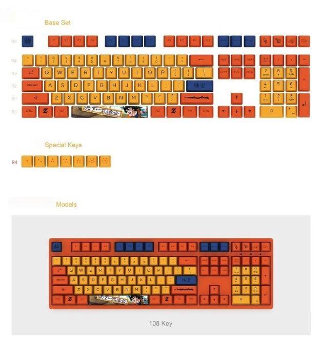 Akko Dragonball Z Goku 108 Key Dyesub Pbt Keycap For Akko 3108 V2