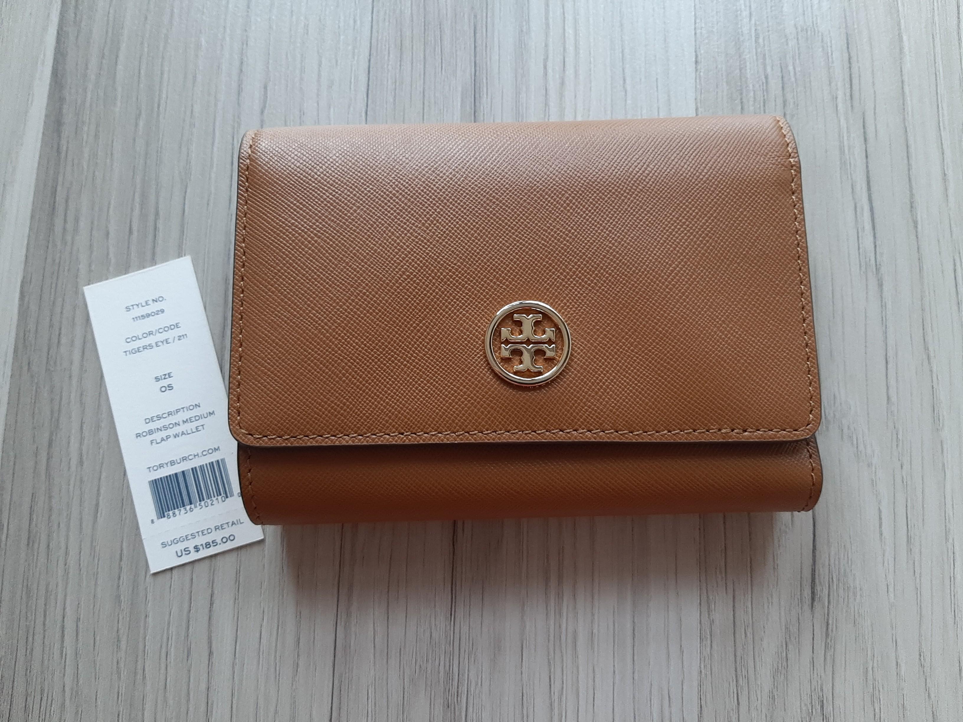 Brand new Tory Burch robinson medium flap wallet (brown), Luxury, Bags &  Wallets on Carousell
