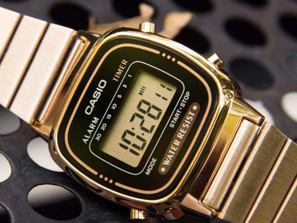 Casio Vintage LA670 Digital Quartz LA670WGA1DF Black Dial, Women's Fashion, Watches