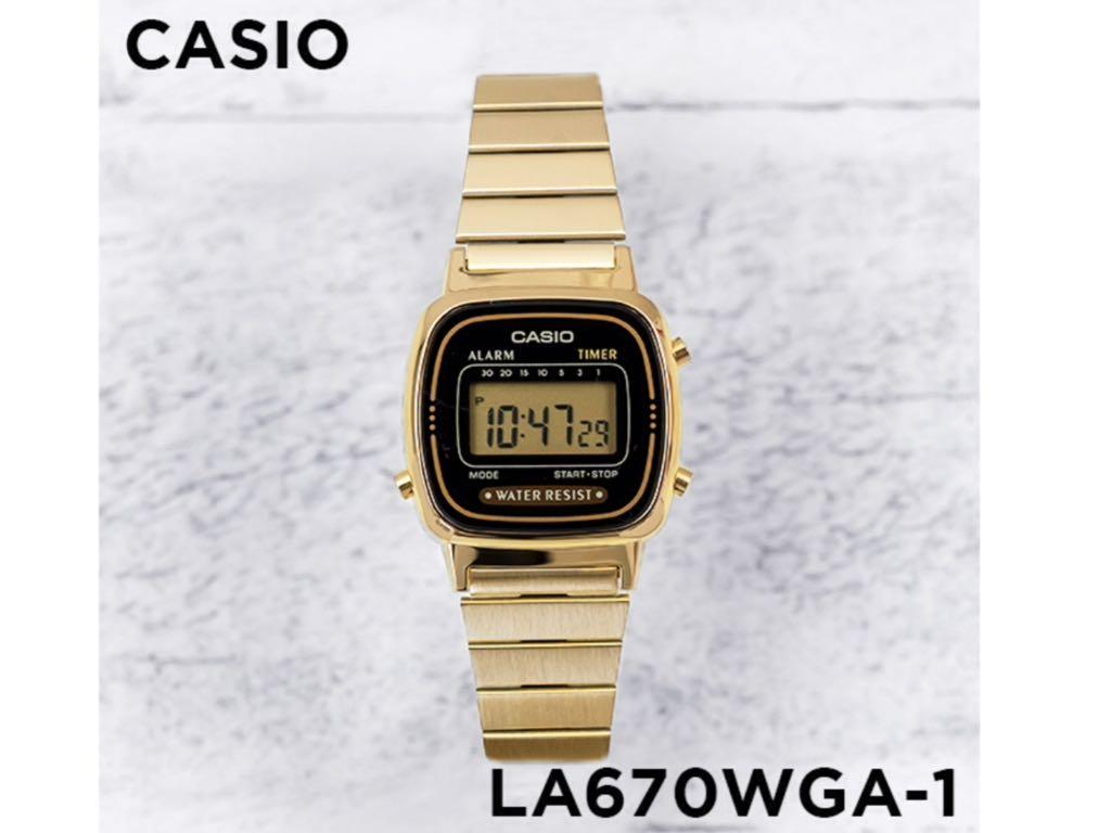Casio Vintage LA670 Digital Quartz LA670WGA1DF Black Dial, Women's Fashion, Watches