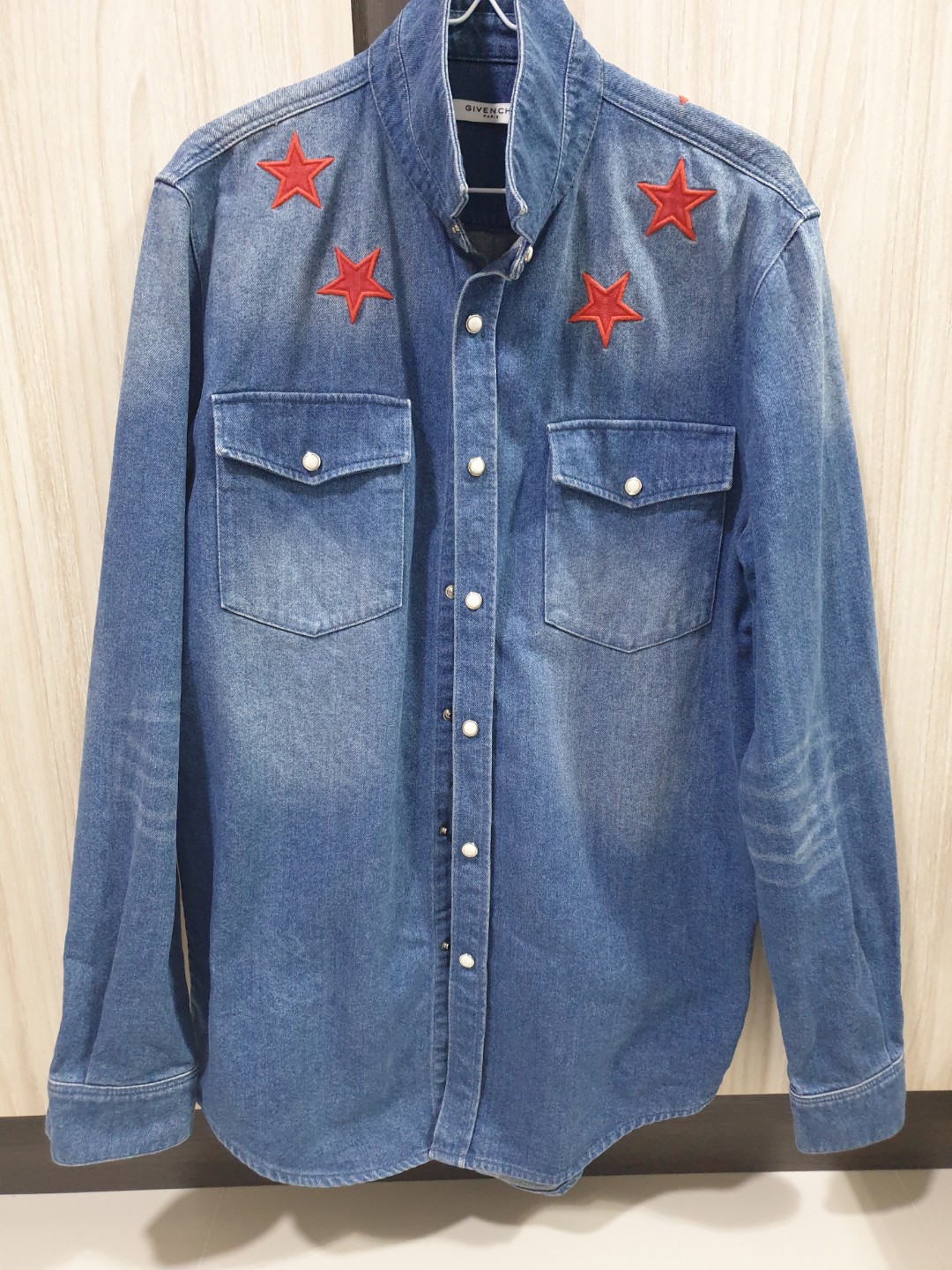 Red on sale jean shirt