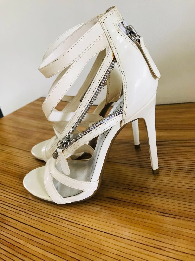 guess white high heels