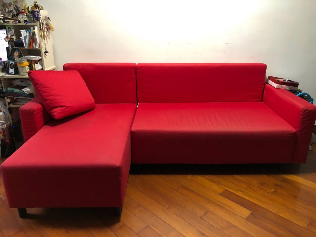ikea red leather sofa bed