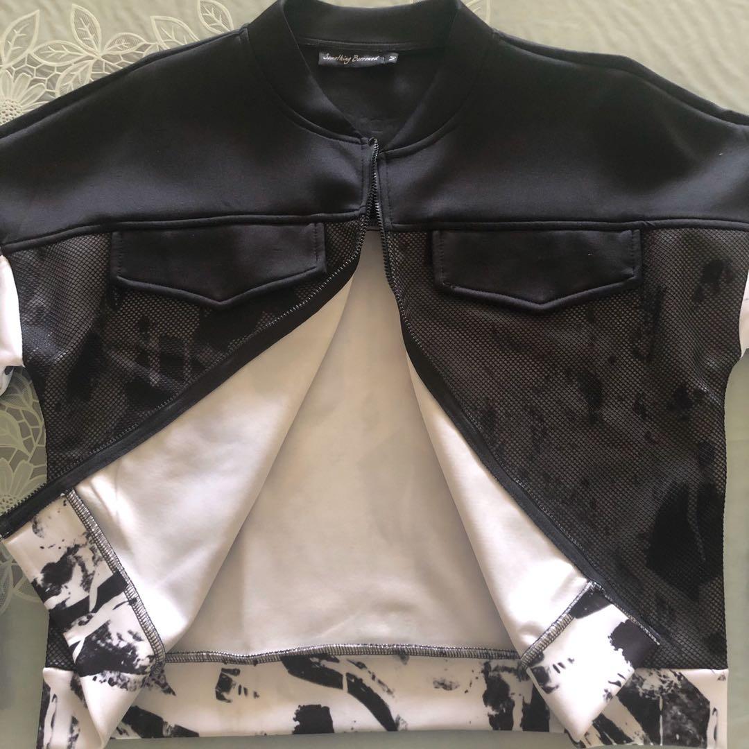 Black and White Bomber Jacket, Women's Fashion, Coats, Jackets and