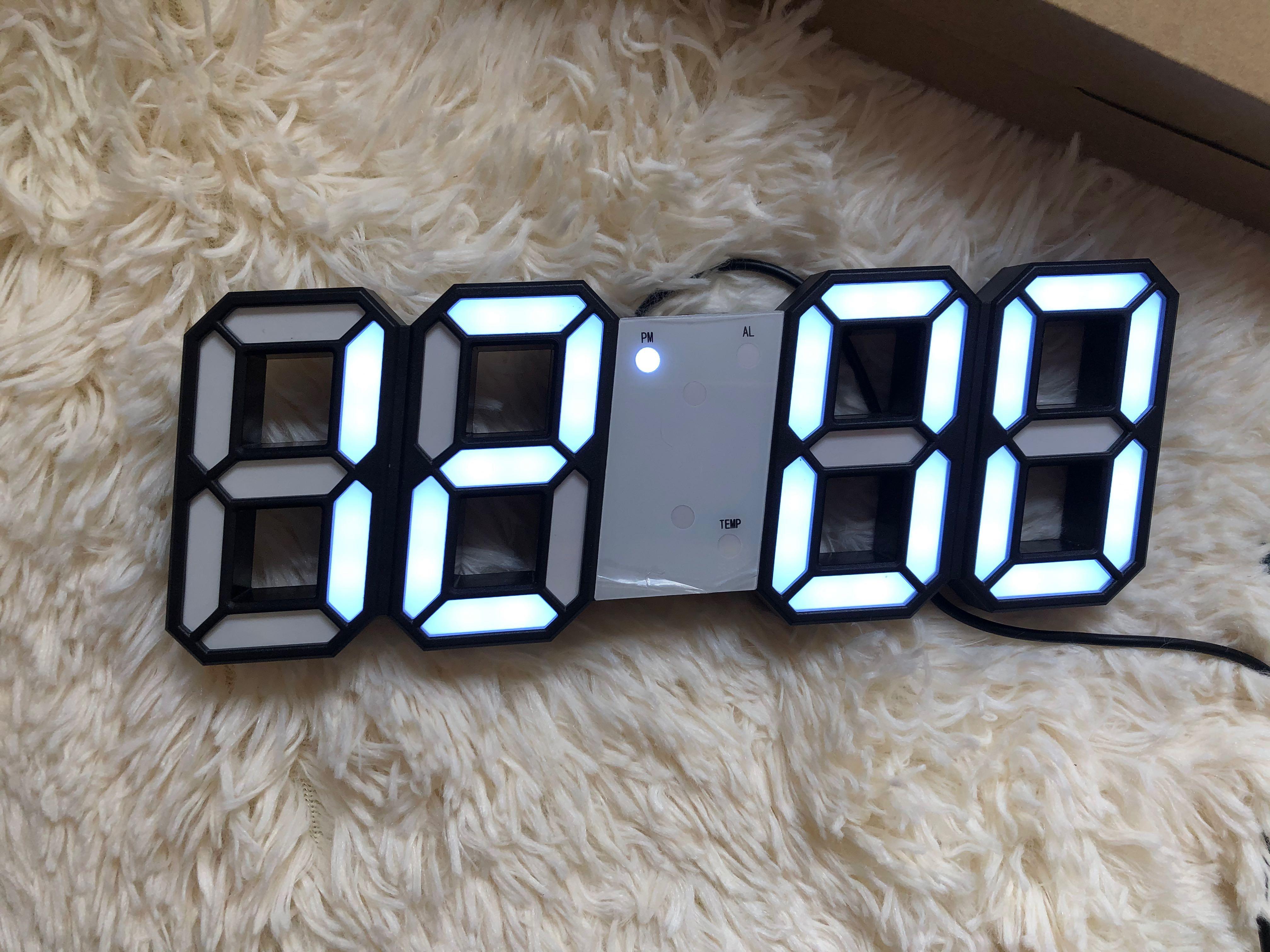 Hour Display LED Digital wall/desk clock 12/24 hour display, with alarm function ...