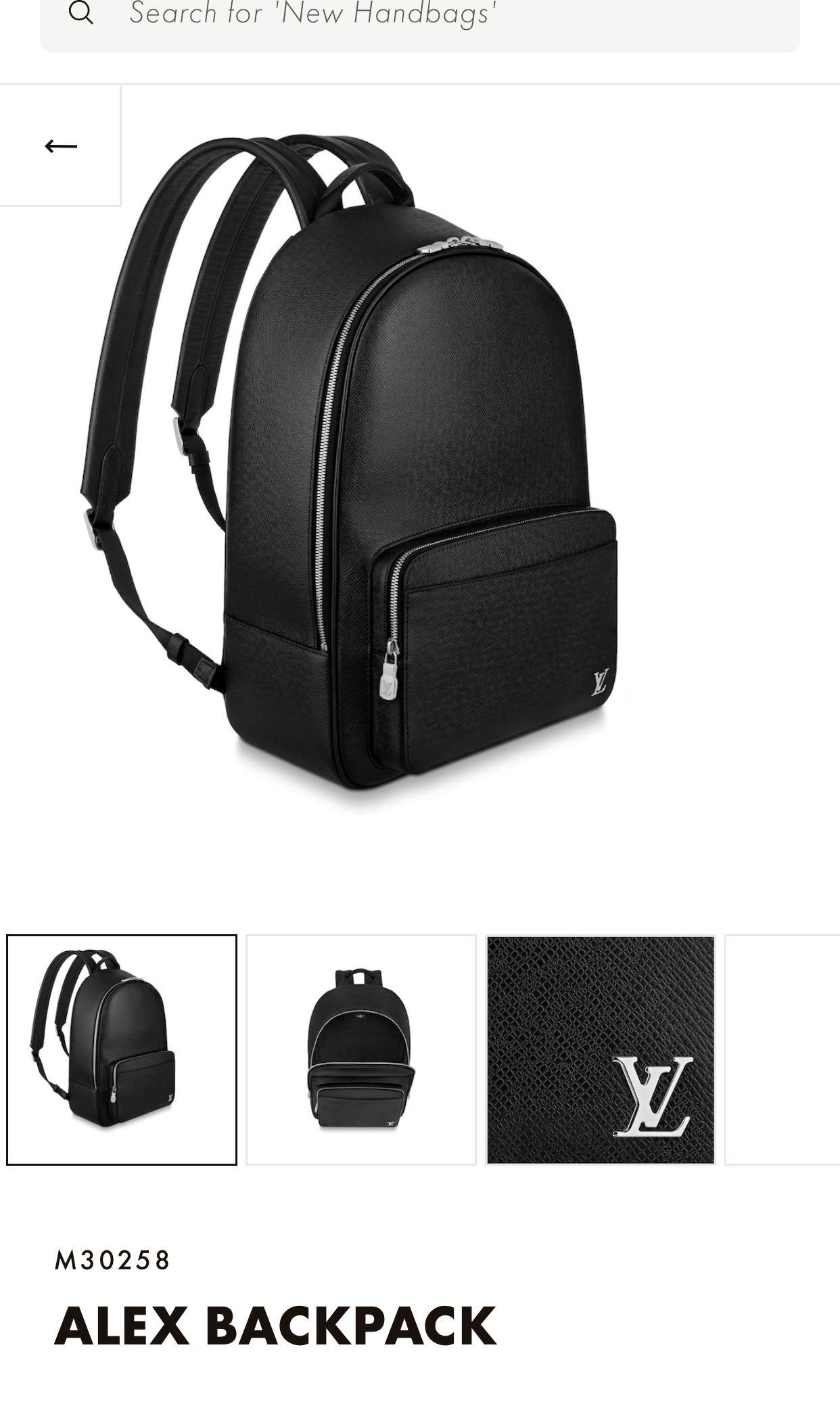 Louis Vuitton M30258 Alex Backpack For Men Taiga Leather Black