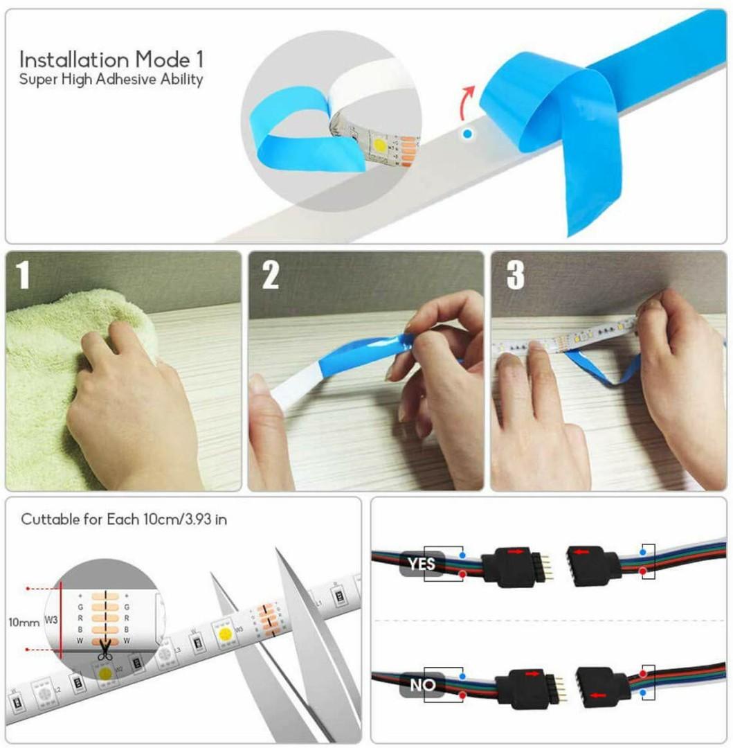 Led strip lights goadrom waterproof flexible color changing rgb 5050 led strip light kit with 44 keys ir remote best sale