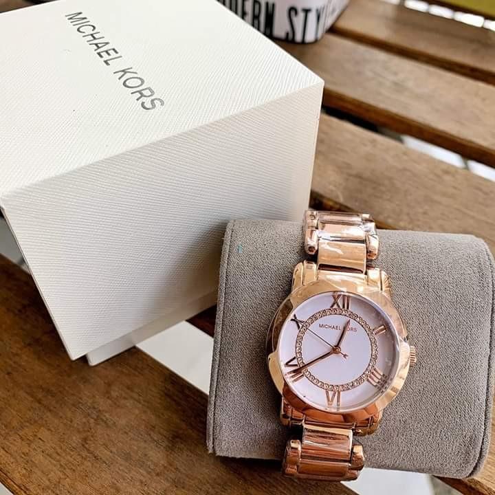 Orig Michael Kors Janey MK3530 Women s Rose Gold Tone Watch 33MM