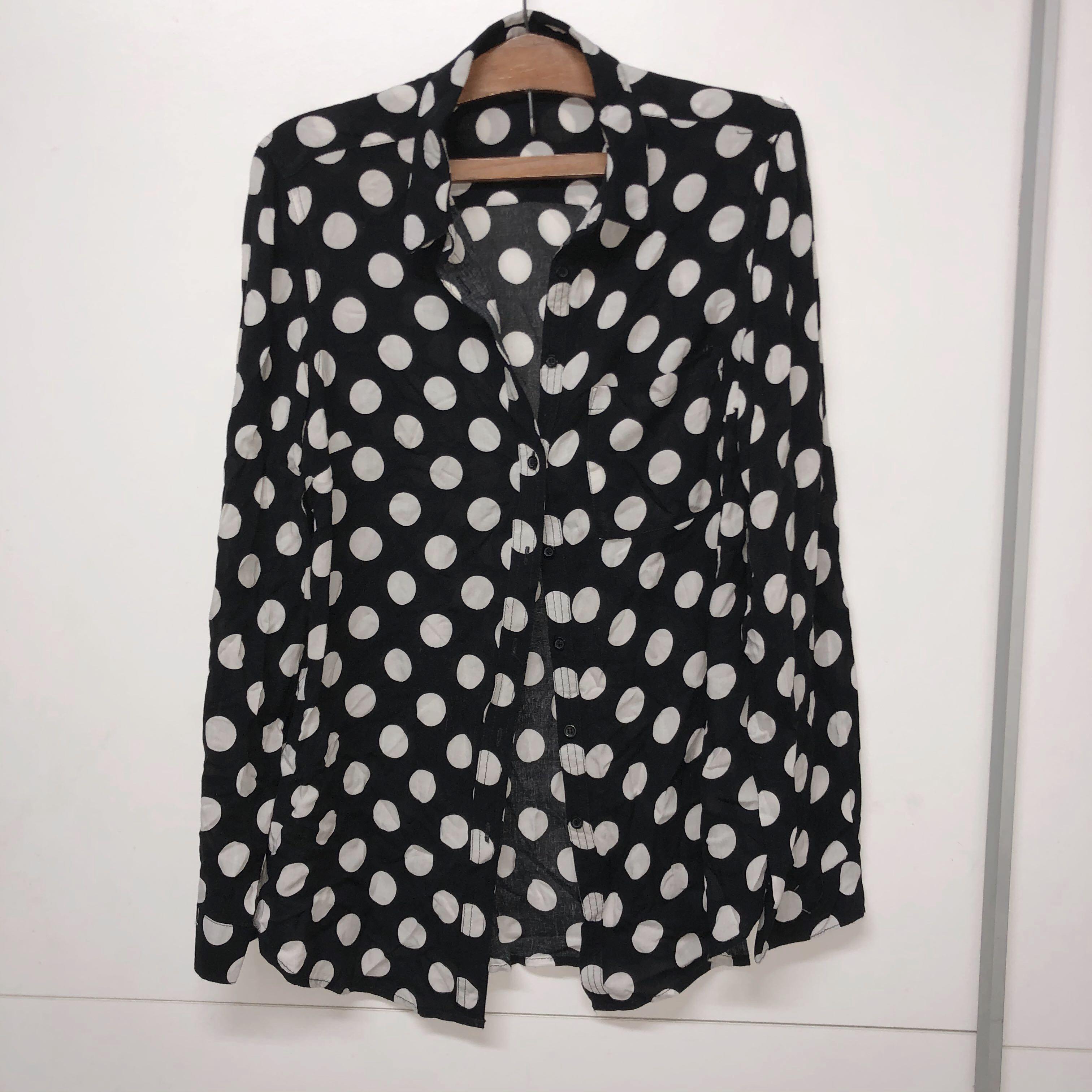 polka dot button up blouse