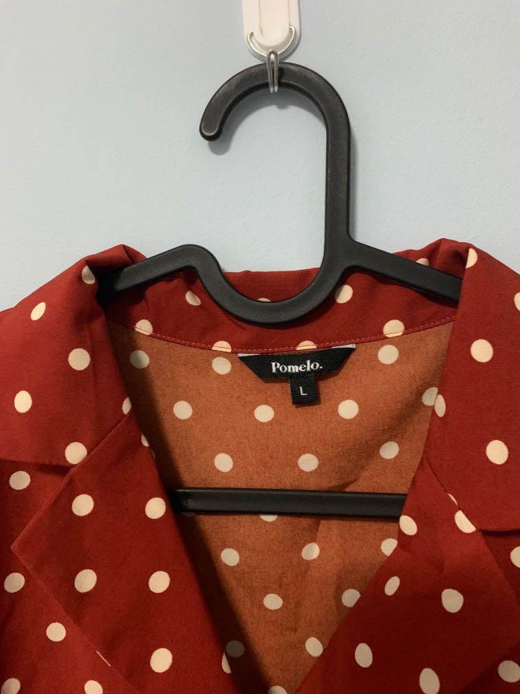 orange polka dot shirt