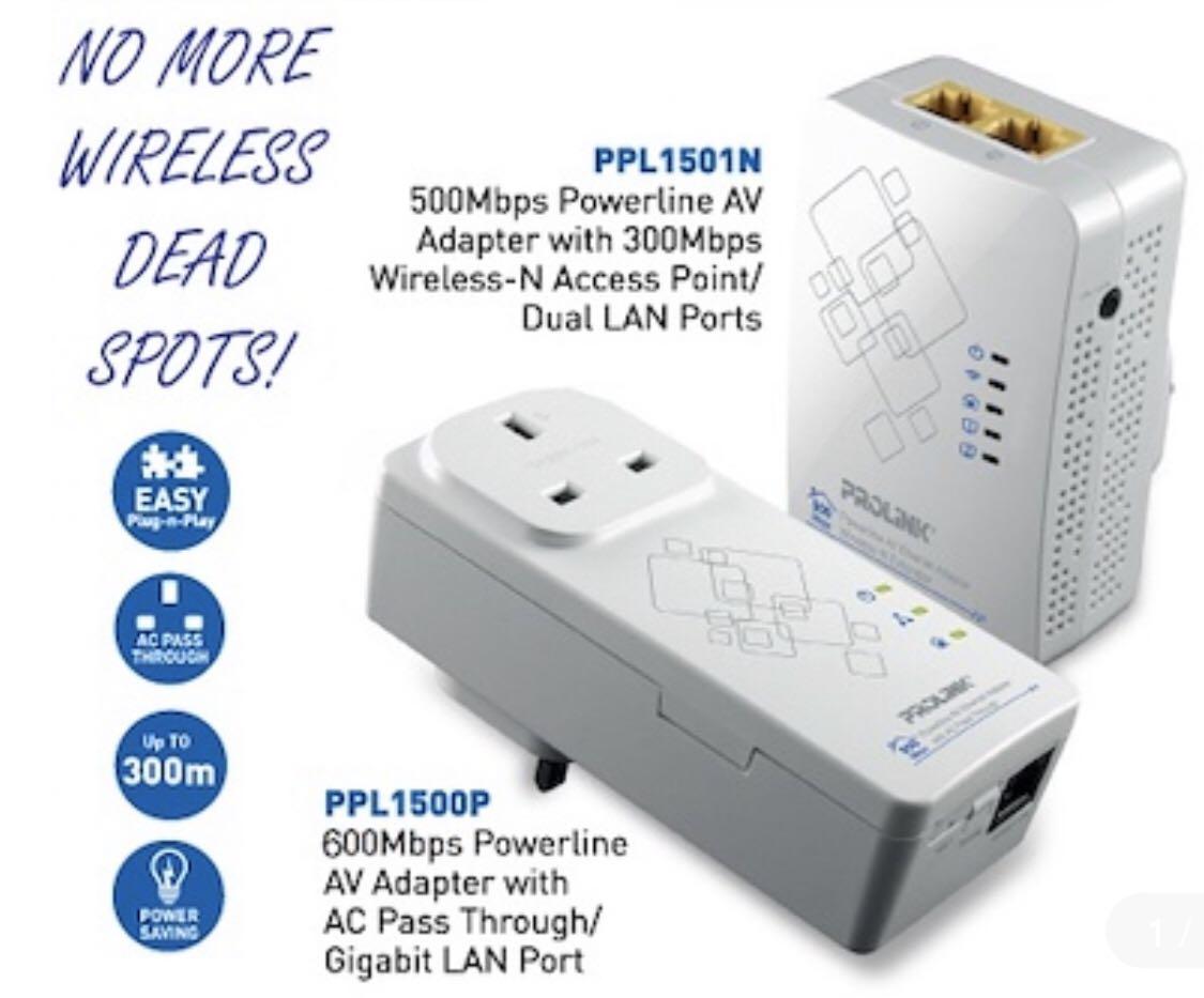 Prolink Powerline Adapter x 2, Computers & Tech, Parts & Accessories