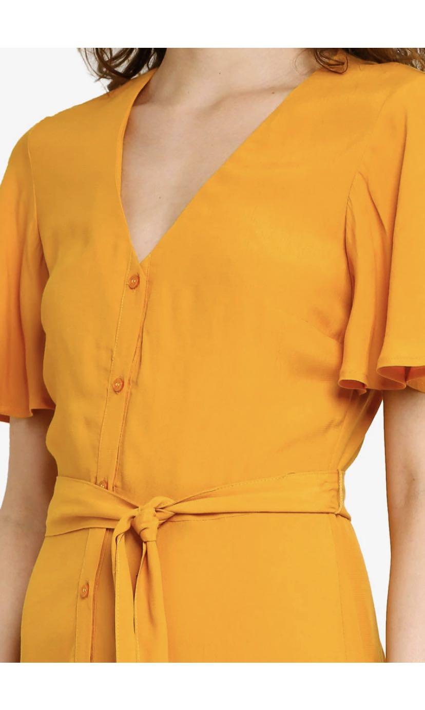 warehouse button through midi dress