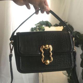 ZARA black croc bag