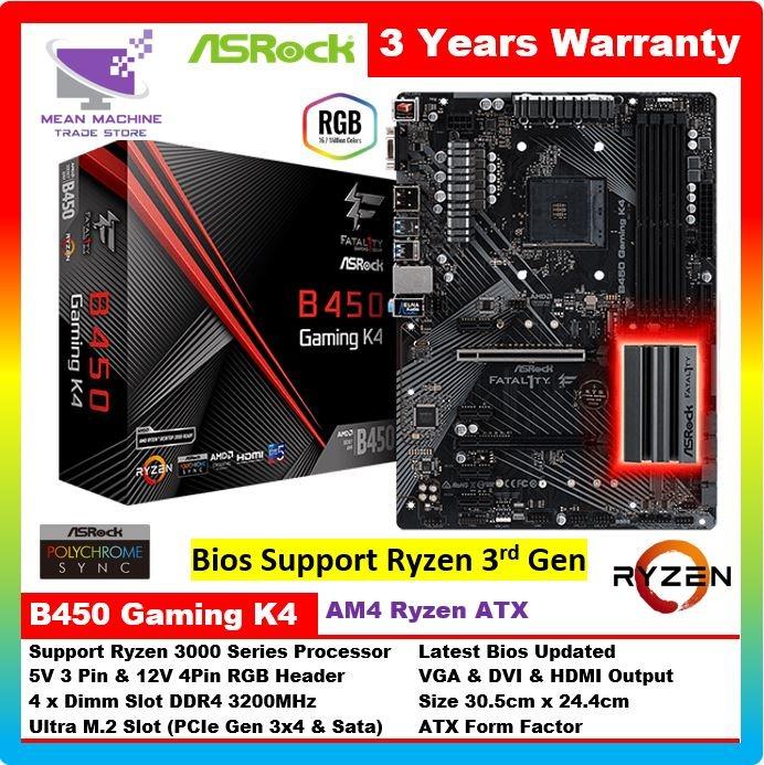 Asrock Fatal1ty B450 Gaming K4 Ryzen Rgb Ddr4 Atx Motherboard Latest Bios Ryzen 3000 Series Electronics Computer Parts Accessories On Carousell