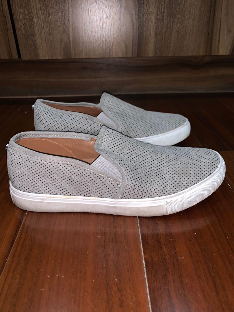 gray steve madden slip ons