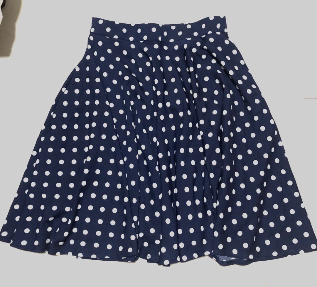 Blue Polka Dot Skirt (Short), Women's 