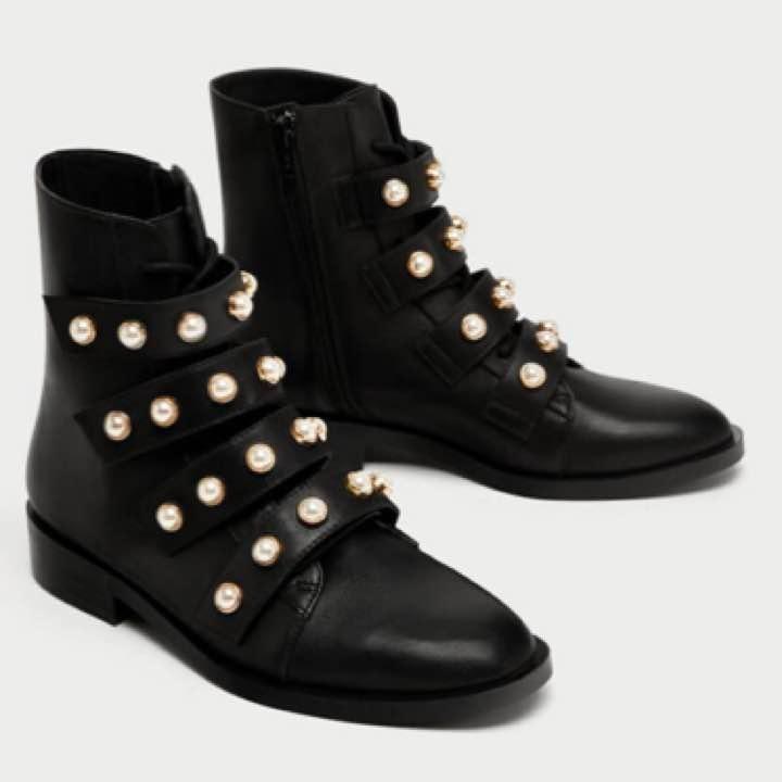 boots with pearls zara