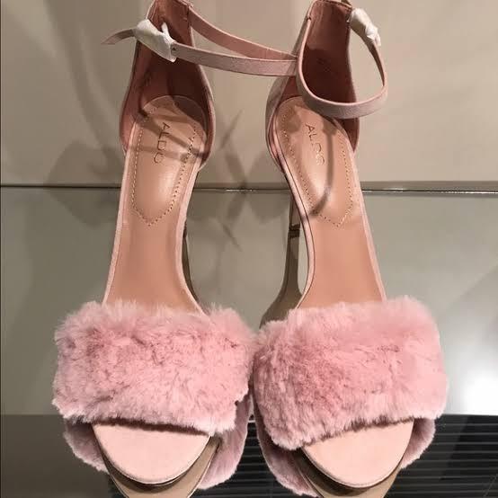 Brand new Aldo Lalisa pink fluff fur heels Women s Fashion Footwear Heels on Carousell