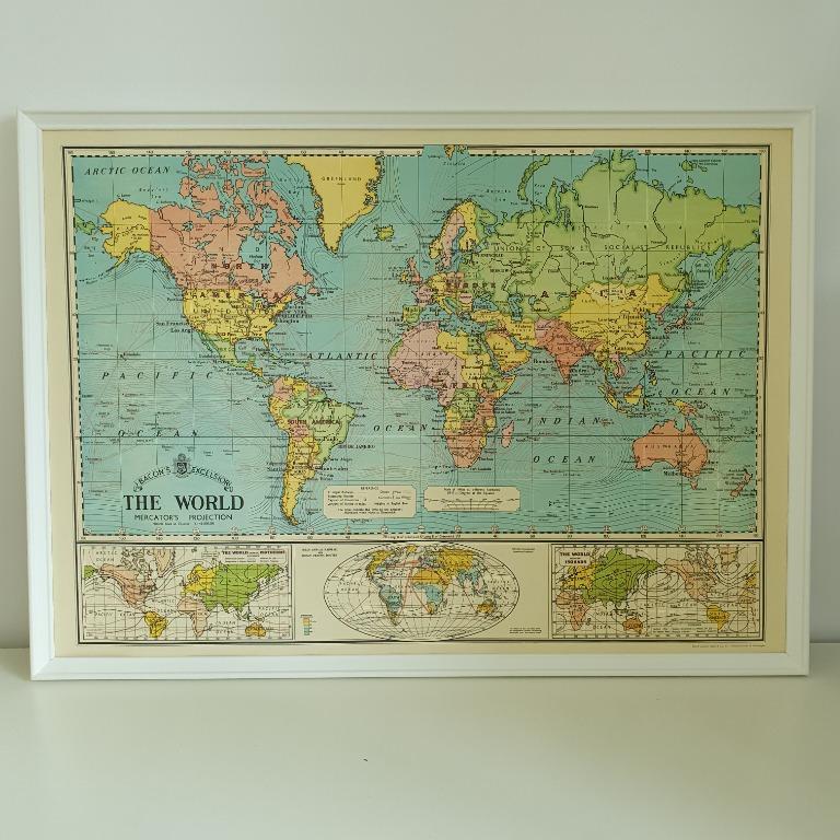Cavallini Co World Map Poster Furniture Home Decor Others On