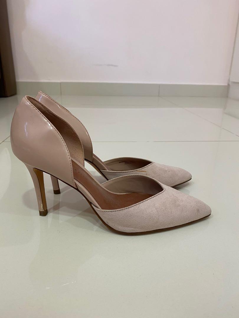 blush pink suede heels