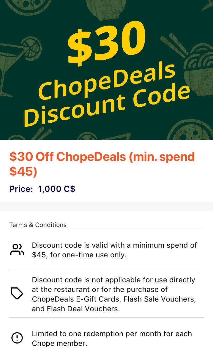 Chope promo clearance code new user