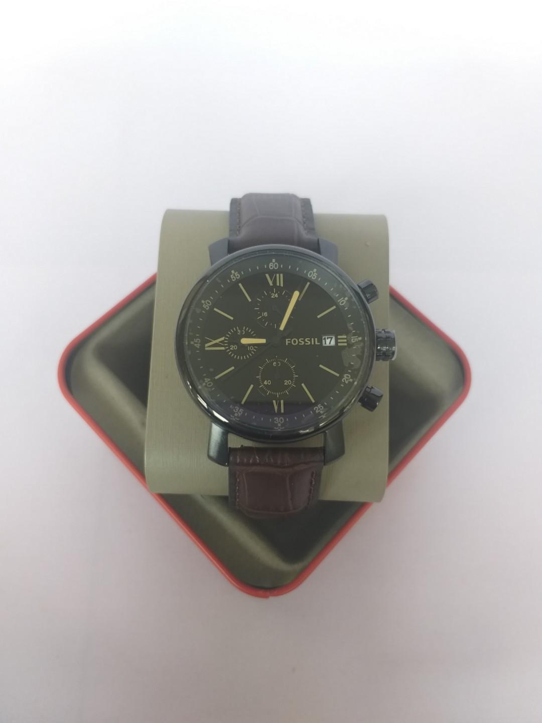 Fossil Rhett Chronograph Brown Leather Watch BQ2495 Fesyen Pria