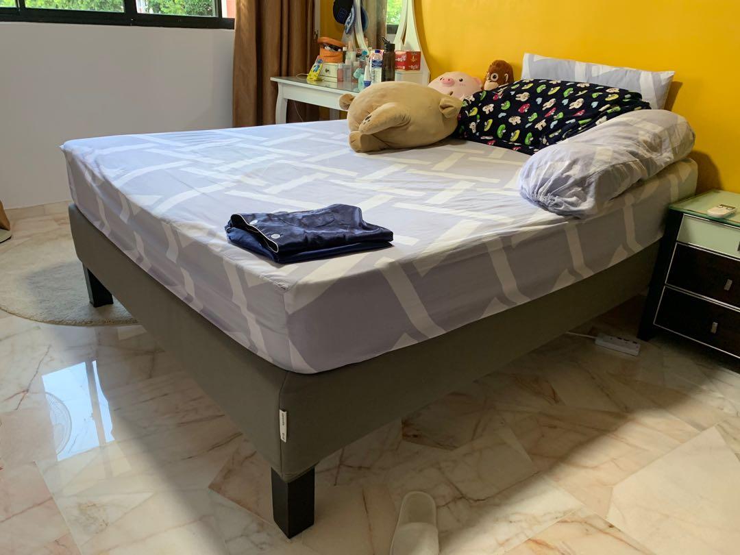 ikea espevar queen bed frame and mattress furniture home living furniture bed frames mattresses on carousell