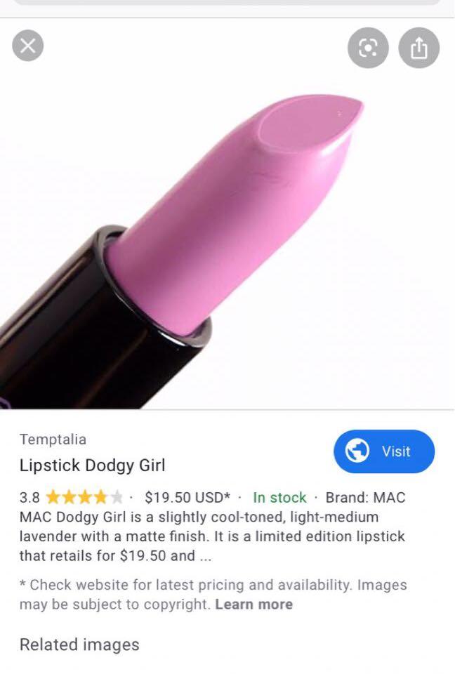Mac Mini Lipstick 1.8g 💄 Travel Sample Trial Size (Category: Makeup) located in Makati City. Submitted by single_mum (Listing ID 271720589, Image 1). Description: 90% full, 299 each Dodgy Girl (2nd photo) Travel size @ 1.8 g Frank N Furter - 3rd photo SOLD HARK! Cremesheen 1.8g (4th photo) Made in Canada 🇨🇦 Limited Edition & authentic or your money back #minilipstick #macminilipstick #revlon #maybelline #macmini #trialsize.
