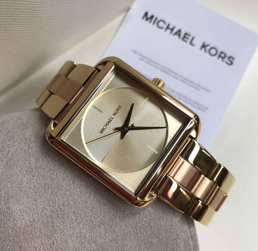 michael kors square rose gold watch