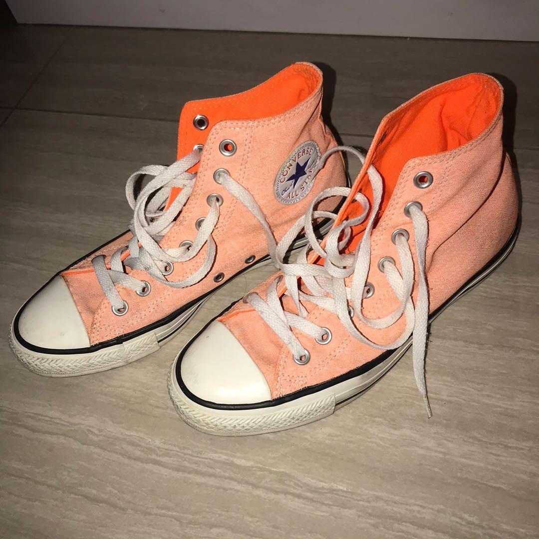 neon orange converse low tops