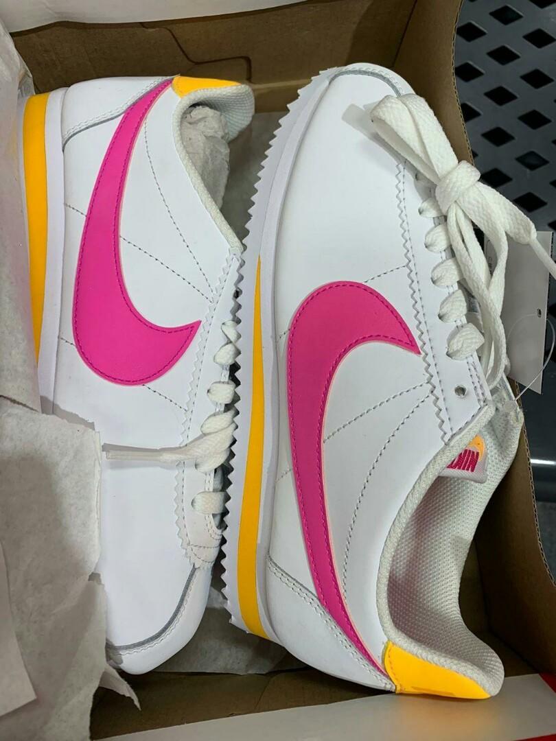 nike cortez pink and yellow
