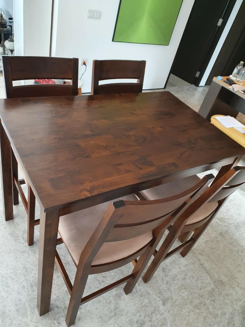 Picket & Rail Dining Table with 4 Chairs, Furniture & Home Living
